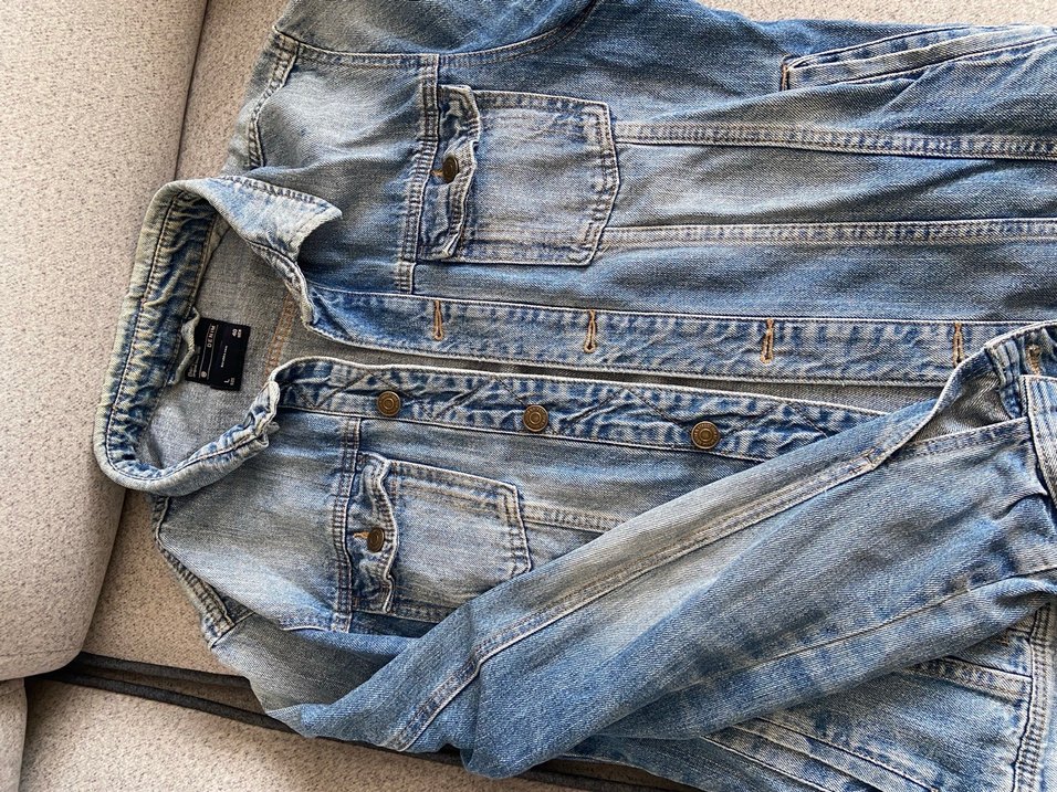 Düğmeli Kadın Kot Ceket, Normal Boy, Mavi - Görsel 2