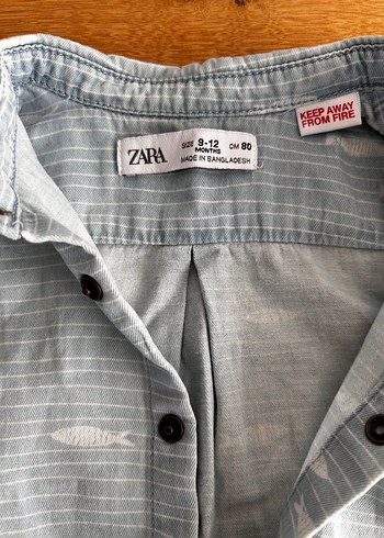 Zara Zara 9-12 ay, Açık Mavi Erkek Çocuk Kısa Kollu Gömlek