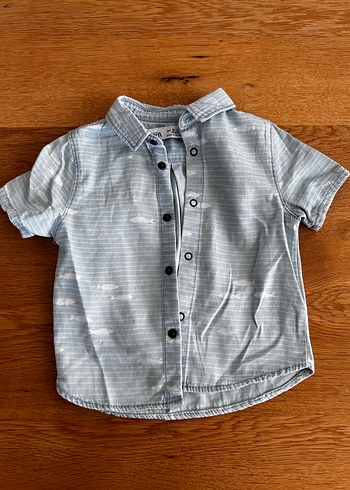 Zara 9-12 ay, Açık Mavi Erkek Çocuk Kısa Kollu Gömlek