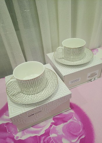Lc Waikiki Home Gri Desenli Beyaz Fincan ve Tabak Seti