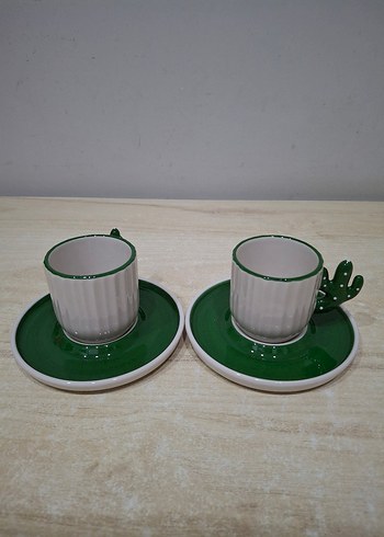 Kaktüs Detaylı Yeşil Fincan 90 ml - Görsel 2