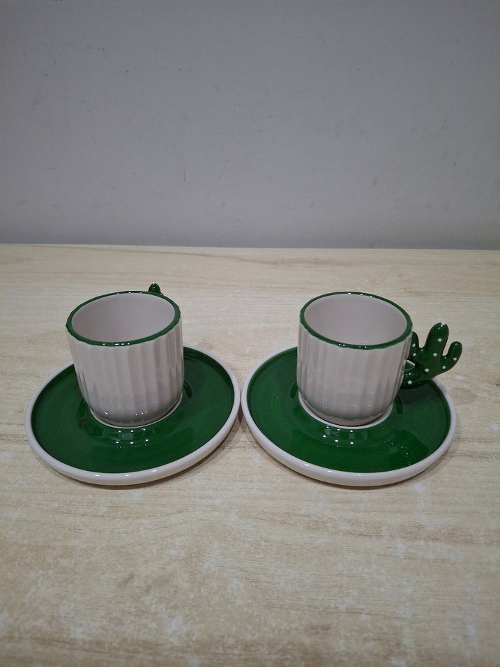 Kaktüs Detaylı Yeşil Fincan 90 ml - Görsel 2