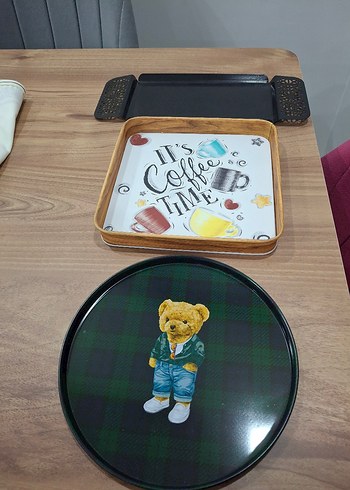 Desenli 3 tane  Kahve Tepsisi ve Dekoratif - Görsel 2