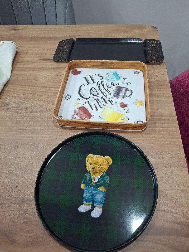 Desenli 3 tane  Kahve Tepsisi ve Dekoratif - Görsel 2