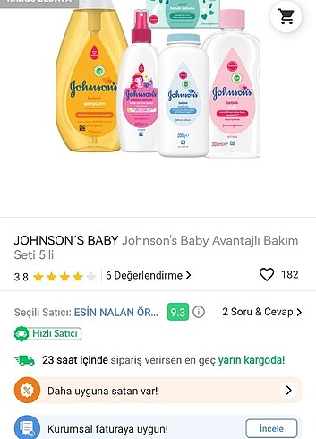 Johnson's Baby Bebek bakım seti