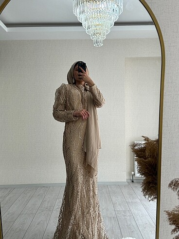 42 Beden camel Renk Abiye