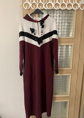 xl Beden bordo Renk Bordo Uzun Rahat Kesim Kadın Elbise
