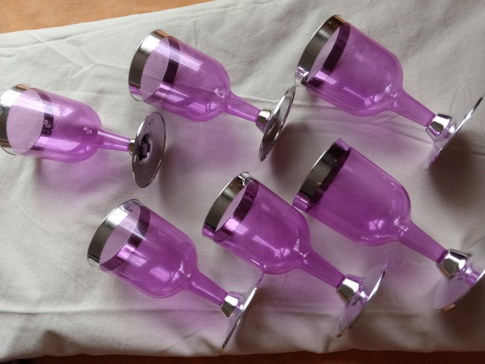 logusa serbet takımıMor Renkli Metal Kenarlı MikaKadehler - Görsel 2