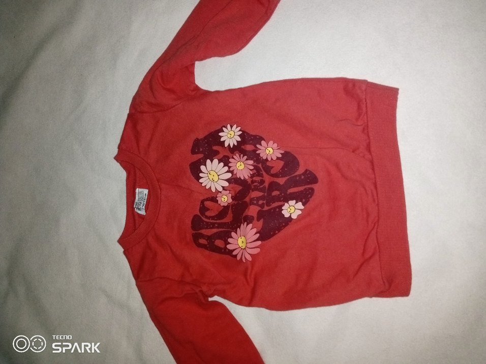 Kız Çocuk Nakışlı Kırmızı Sweatshirt ve Siyah Eşofman hellobaybi - Görsel 3