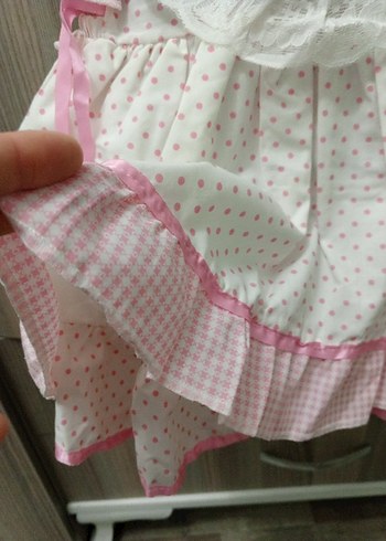 Kız Çocuk Pembe Fırfırlı Nakışlı Elbise - Görsel 2