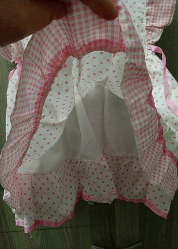 Kız Çocuk Pembe Fırfırlı Nakışlı Elbise - Görsel 3