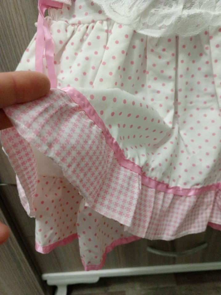 Kız Çocuk Pembe Fırfırlı Nakışlı Elbise - Görsel 2