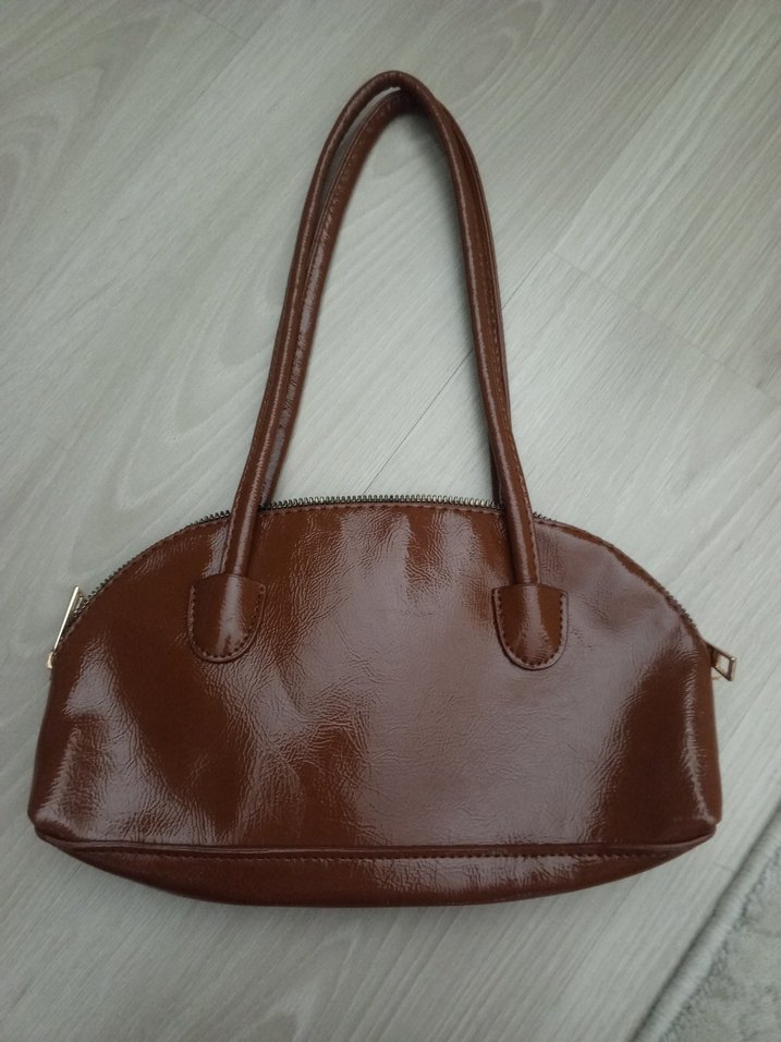 Parlak Kahverengi Deri Kadın Çanta - Görsel 2