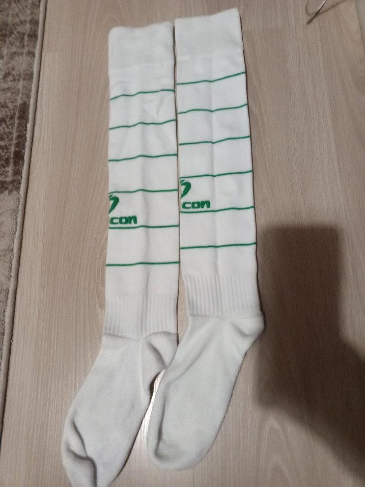 Beyaz Çizgili Erkek futbol Spor Çorap tozluk - Görsel 2