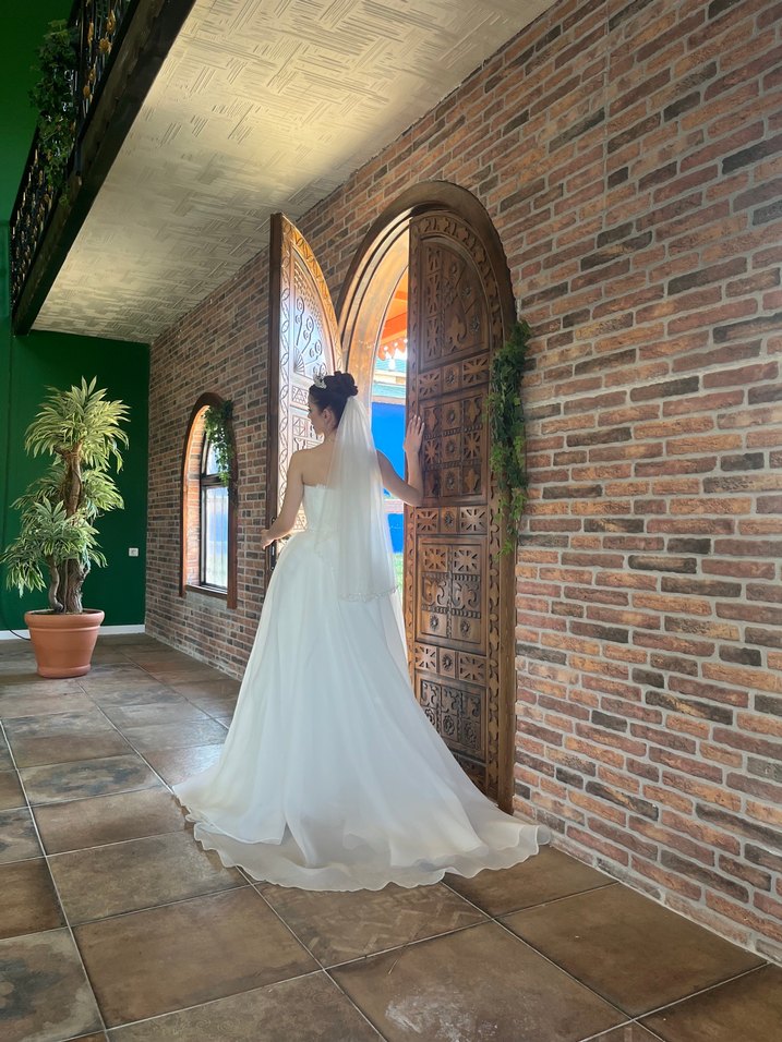 Straplez Bohem balık Beyaz Gelinlik - Görsel 5