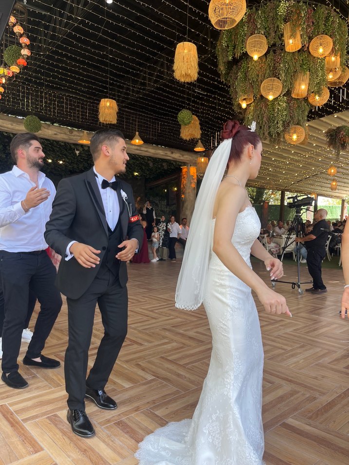 Straplez Bohem balık Beyaz Gelinlik - Görsel 4