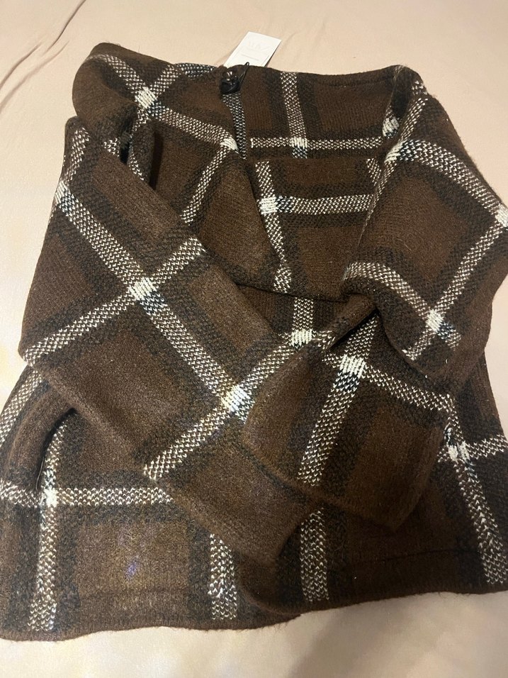 Zara Kareli Atkılı Kısa Örgü Kaban - Görsel 3