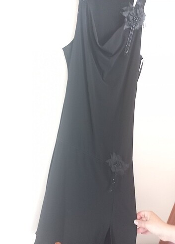 Siyah degaje yaka likralı elbise 