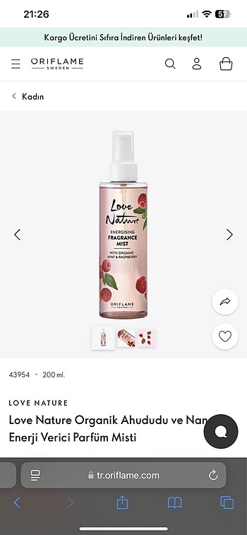 Love Nature Organik Ahududu ve Naneli Enerji Verici Parfüm Misti - Görsel 3