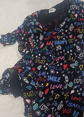 Renkli Desenli V Yaka Düğmeli Kadın Elbise - Görsel 6