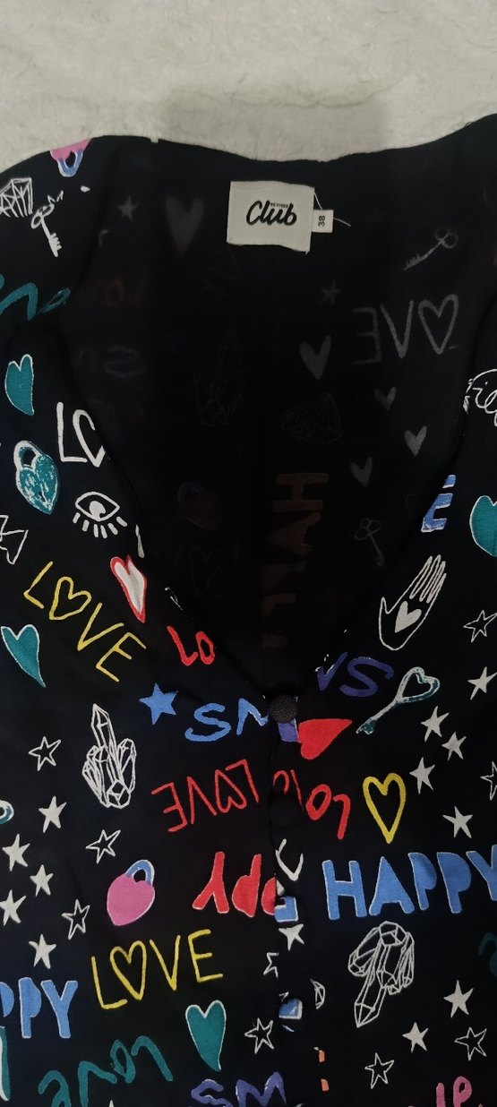 Renkli Desenli V Yaka Düğmeli Kadın Elbise - Görsel 3