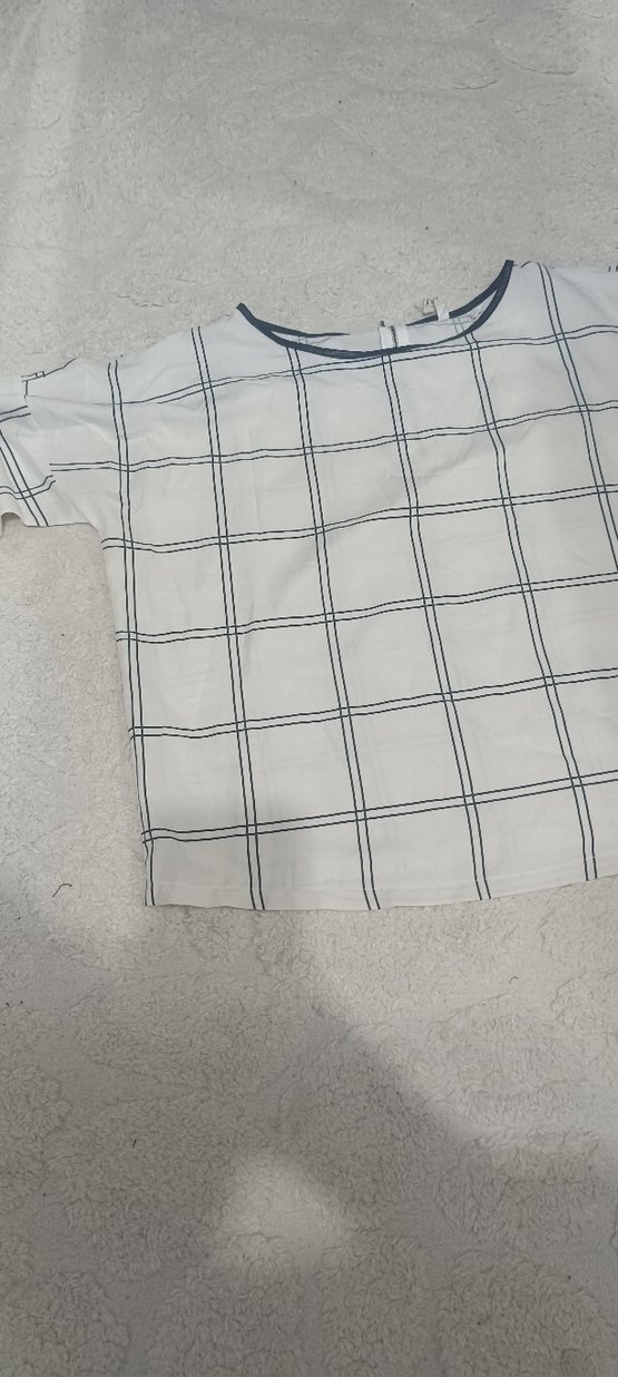 Kısa Kollu Ekose Pamuklu Tişört,gömlek benzeri - Görsel 2