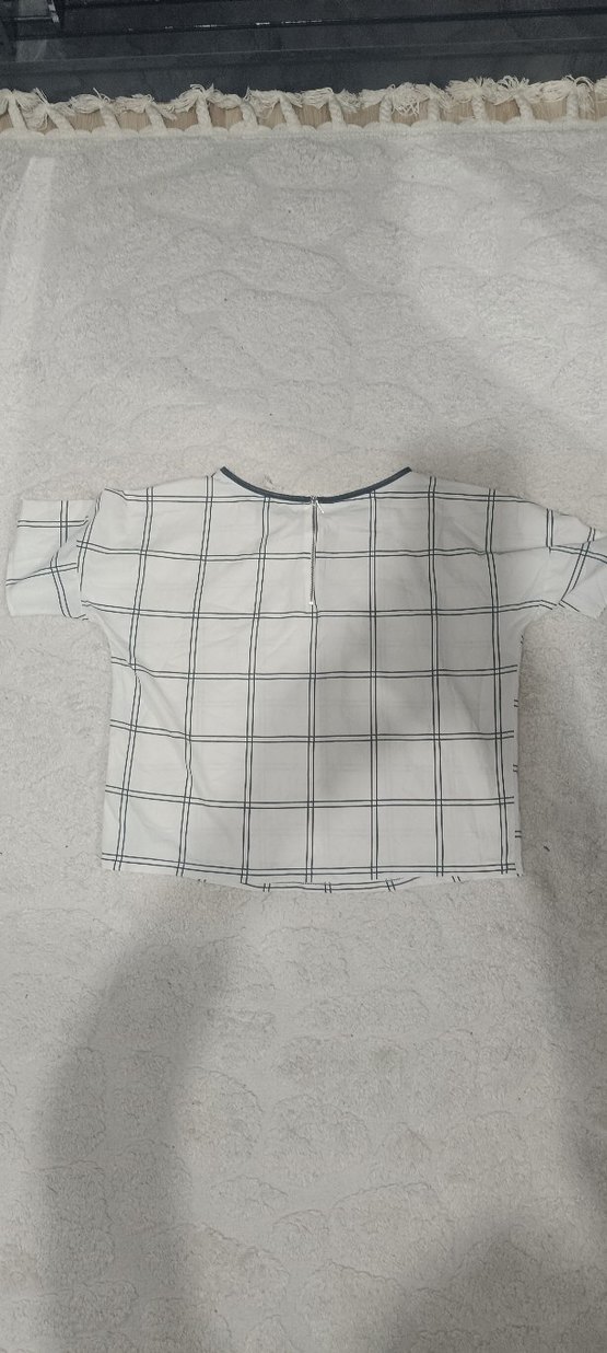 Kısa Kollu Ekose Pamuklu Tişört,gömlek benzeri - Görsel 3