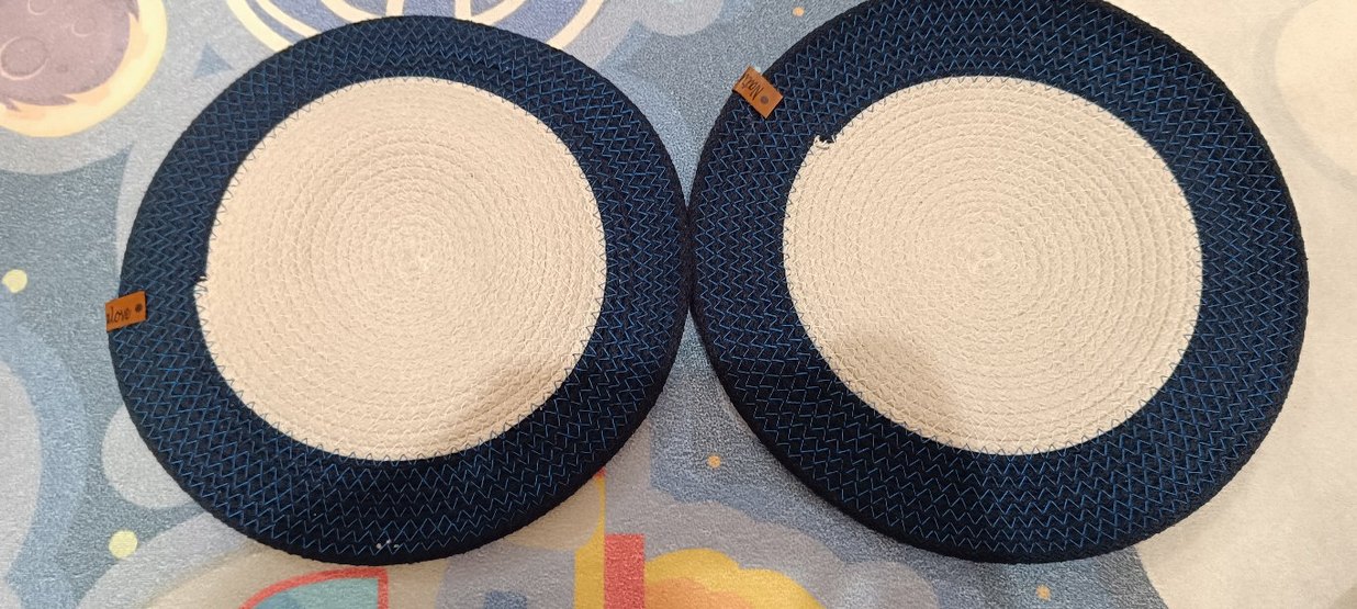 Bohem Tarz Koyu Mavi Hasır Amerikan servis - Görsel 2