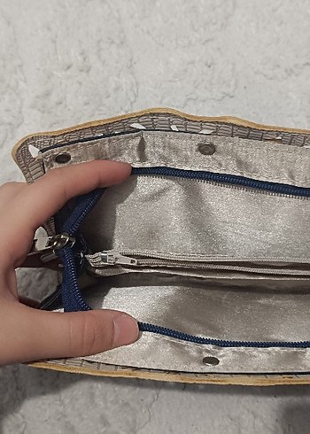 İkili Nakışlı Dantel Gri Bohem Kadın Portföy Çanta - Görsel 3