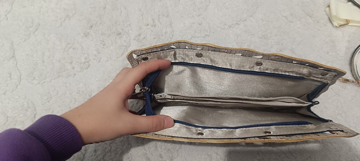 İkili Nakışlı Dantel Gri Bohem Kadın Portföy Çanta - Görsel 3