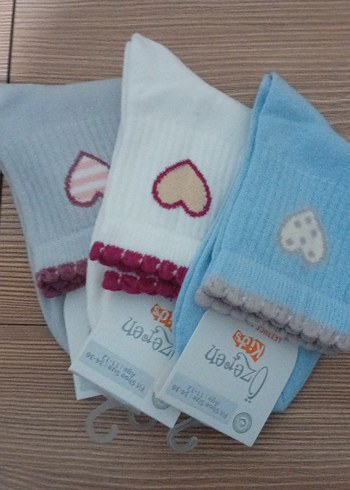 Nakışlı Pamuklu Kız Çorabı Seti - Görsel 5