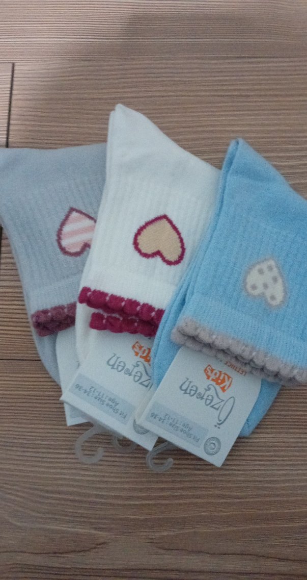 Nakışlı Pamuklu Kız Çorabı Seti - Görsel 5