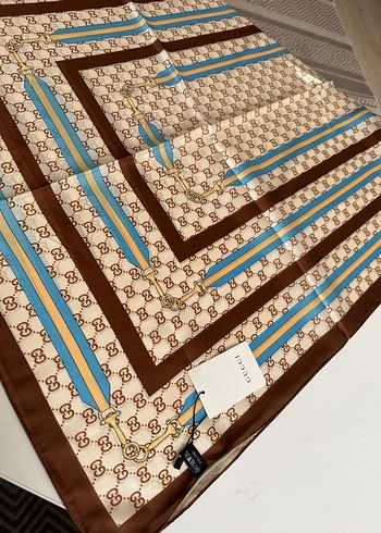 Gucci Zincir Detaylı Bohem Kahverengi Kadın Fular