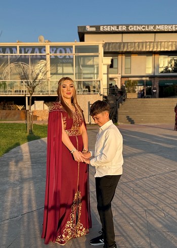 Henna Gelinlik Bordo Drapeli Straplez Bohem Uzun Elbise