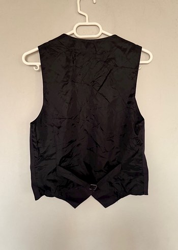 Düğmeli Siyah Kadın Saten Yelek - Görsel 2