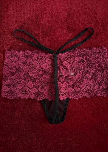 Bordo Nakışlı Midi Dantelli Kadın İç Çamaşırı - Görsel 2