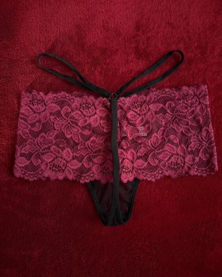Bordo Nakışlı Midi Dantelli Kadın İç Çamaşırı - Görsel 2