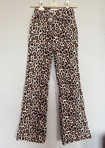 Kahverengi Leopar Desenli Kadın  Pantolon - Görsel 2