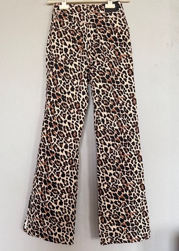 Kahverengi Leopar Desenli Kadın  Pantolon - Görsel 4