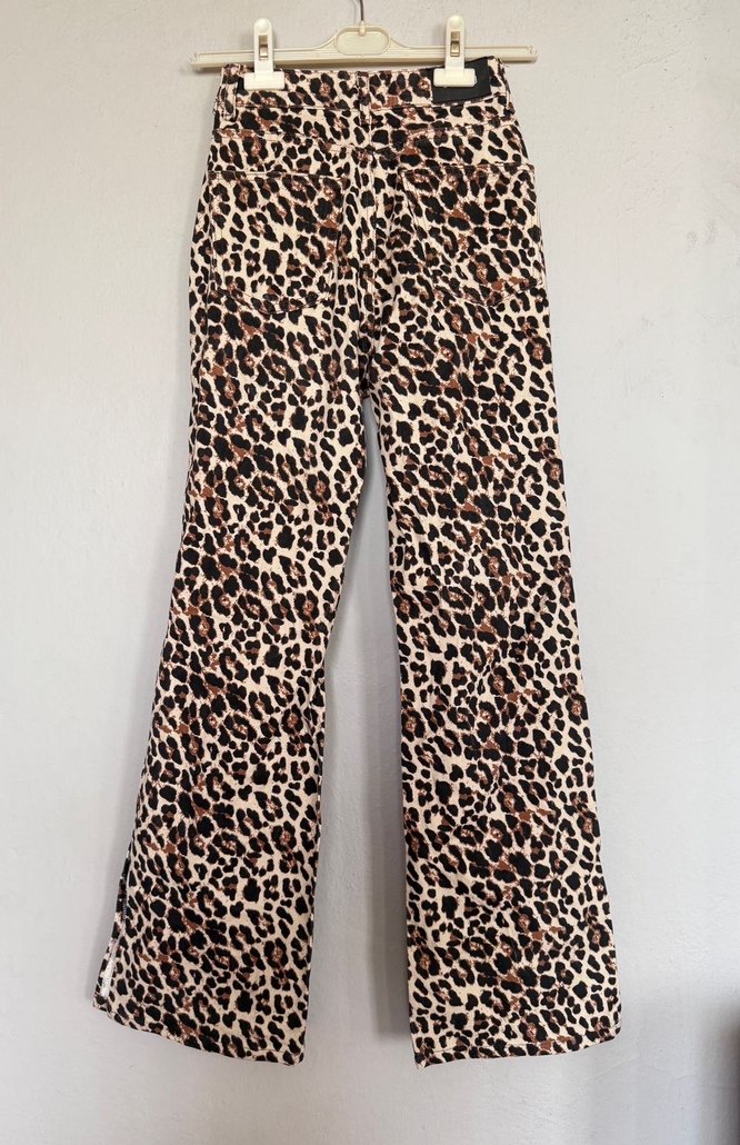 Kahverengi Leopar Desenli Kadın  Pantolon - Görsel 4