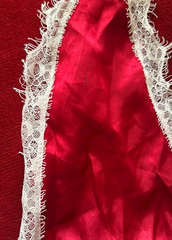 Kırmızı Vintage Mini İp Askılı Kadın Pijama - Görsel 5