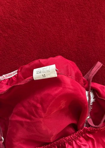 Kırmızı Vintage Mini İp Askılı Kadın Pijama - Görsel 6