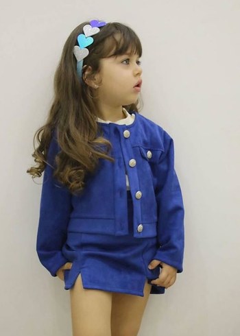  Mavi Süet 3lü Takım  - Görsel 2