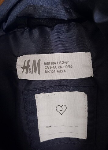 H&M H@M 3/4yaş kız çocuk montu