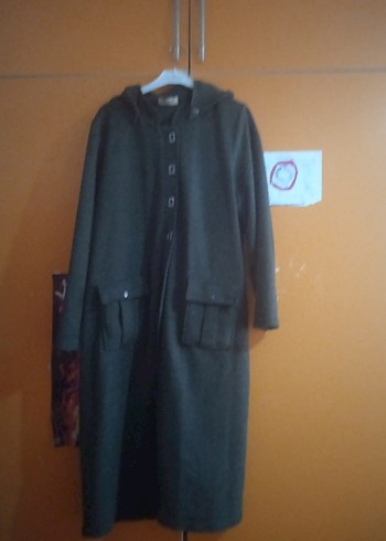 Gri Düğmeli Midi Kabanı - Görsel 6