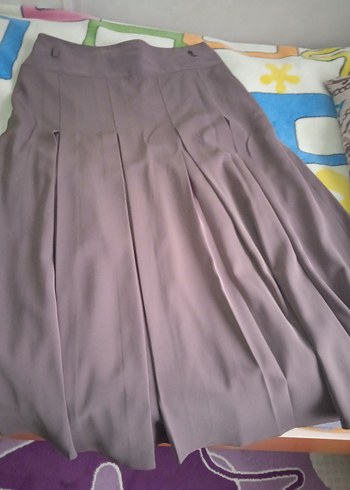 Bej Renkli Pilili Midi Kadın Etek - Görsel 4