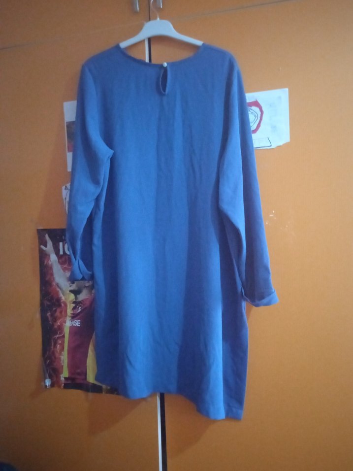 Mavi Keten Kadın Kısa Kollu Basic Tişört - Görsel 3