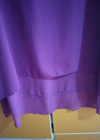 Mor Midi Kadın Tunik, Uzun Kollu, Salaş Kesim - Görsel 5