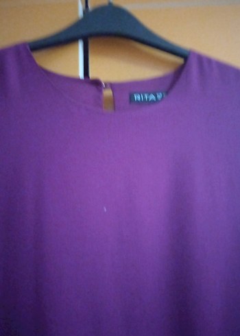 Mor Midi Kadın Tunik, Uzun Kollu, Salaş Kesim - Görsel 4