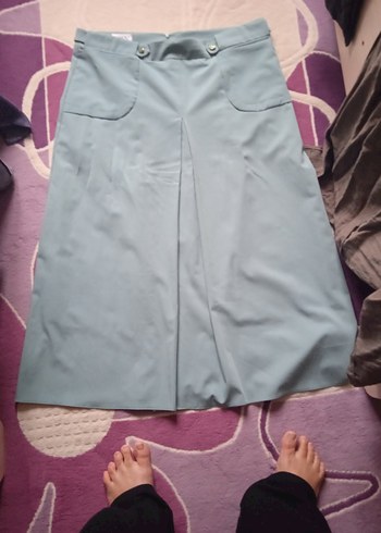 yeşil Midi Drapeli Kadın Etek - Görsel 3